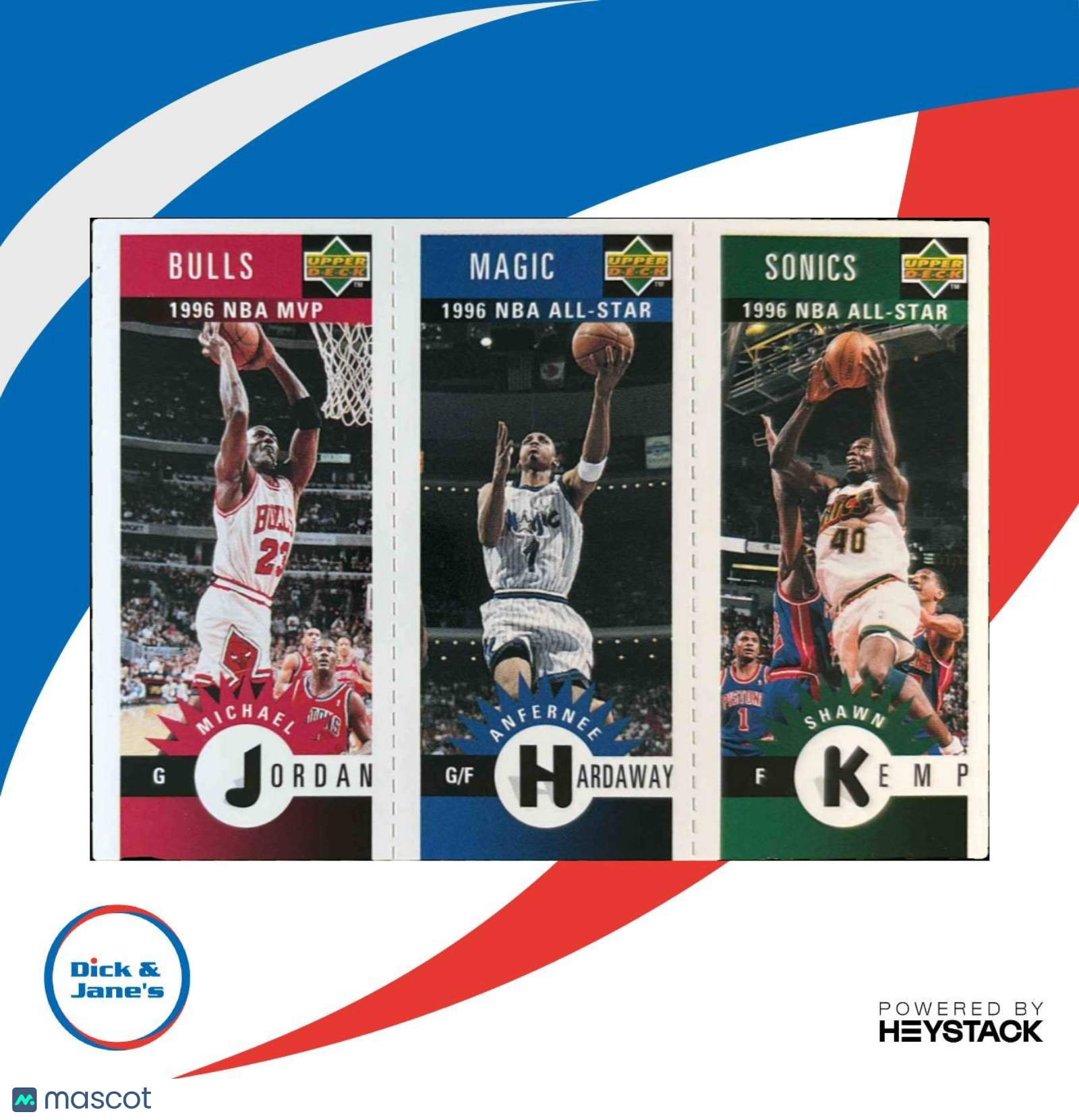 1996-97 Collector’s Choice Michael Jordan Anfernee Hardaway Shawn Kemp Mini Card - Sports Cards