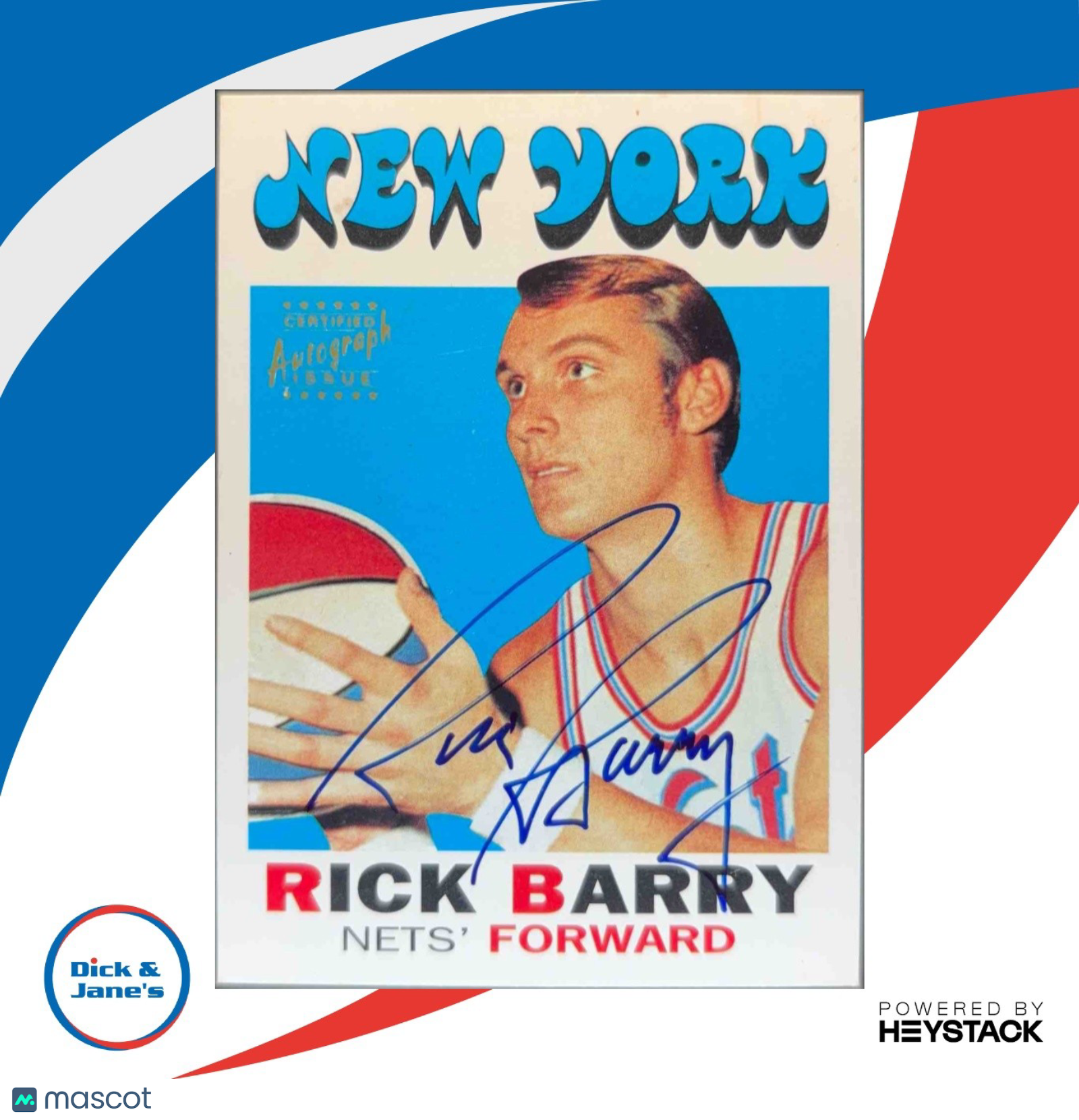 1996-97 Topps Stars Rick Barry Reprint Auto 971-72 Topps 170 Clean Signature - Sports Cards