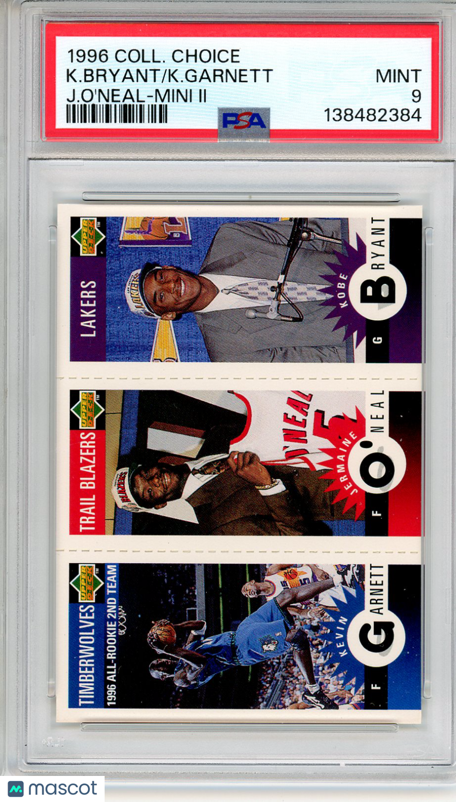 1996 Collector’s Choice Mini II K. Garnett K. Bryant J. O’Neal PSA 9 MINT - Graded Sports Cards