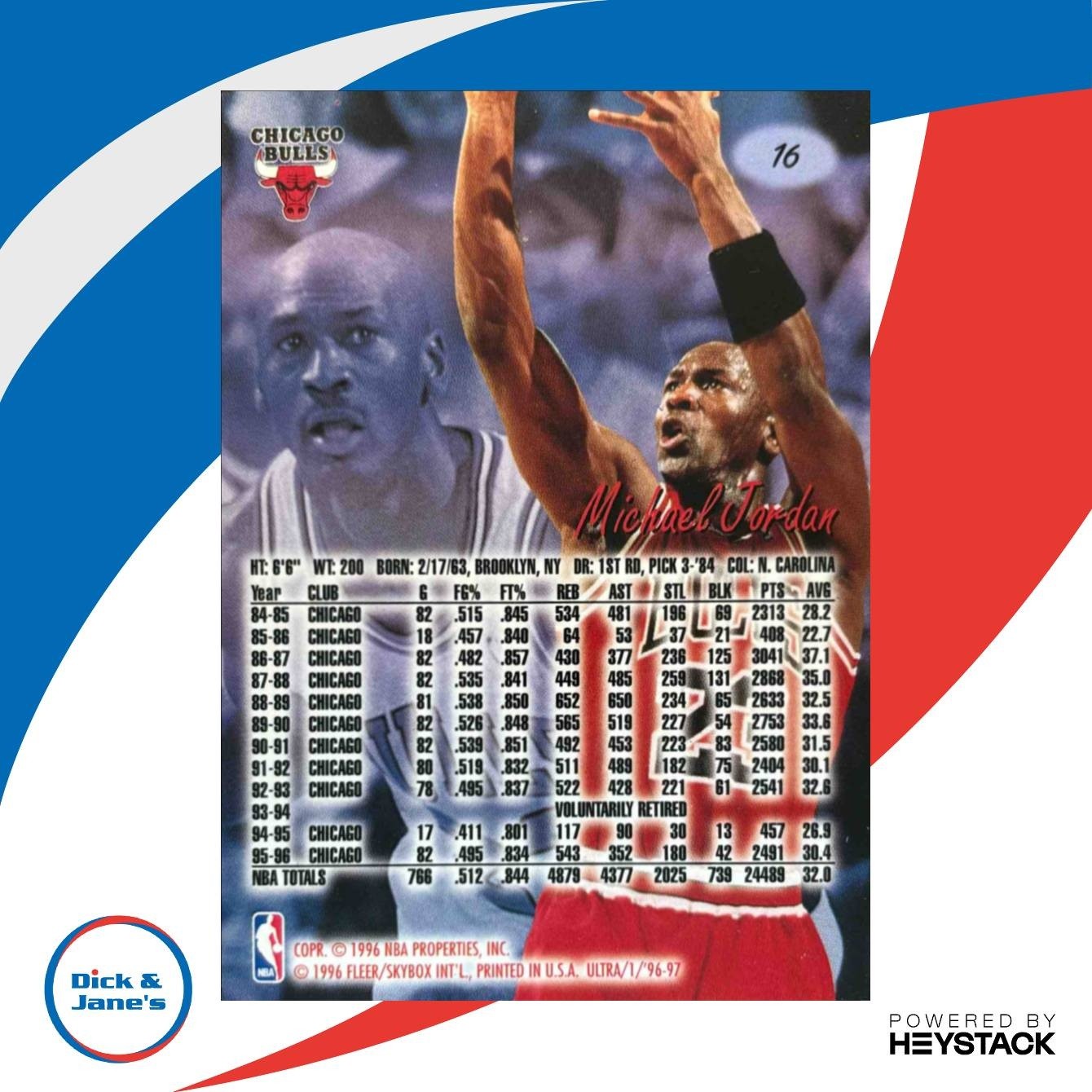 1996 Fleer Ultra Michael Jordan #16 Chicago Bulls - Sports Cards