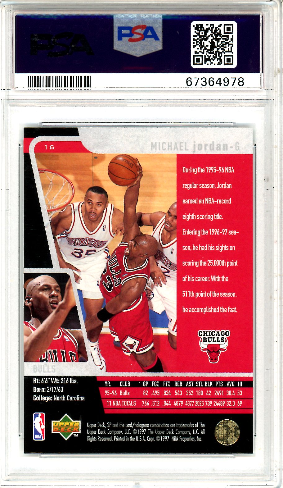 1996 SP Michael Jordan #16 PSA 8 Chicago Bulls - Graded Sports Cards