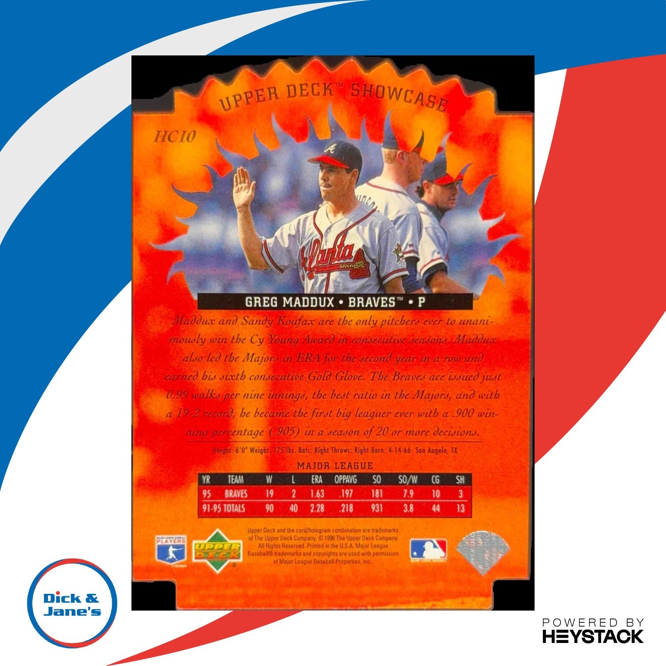 1996 Upper Deck Greg Maddux Hot Commodities #HC10 Atlanta Braves - Sports Cards