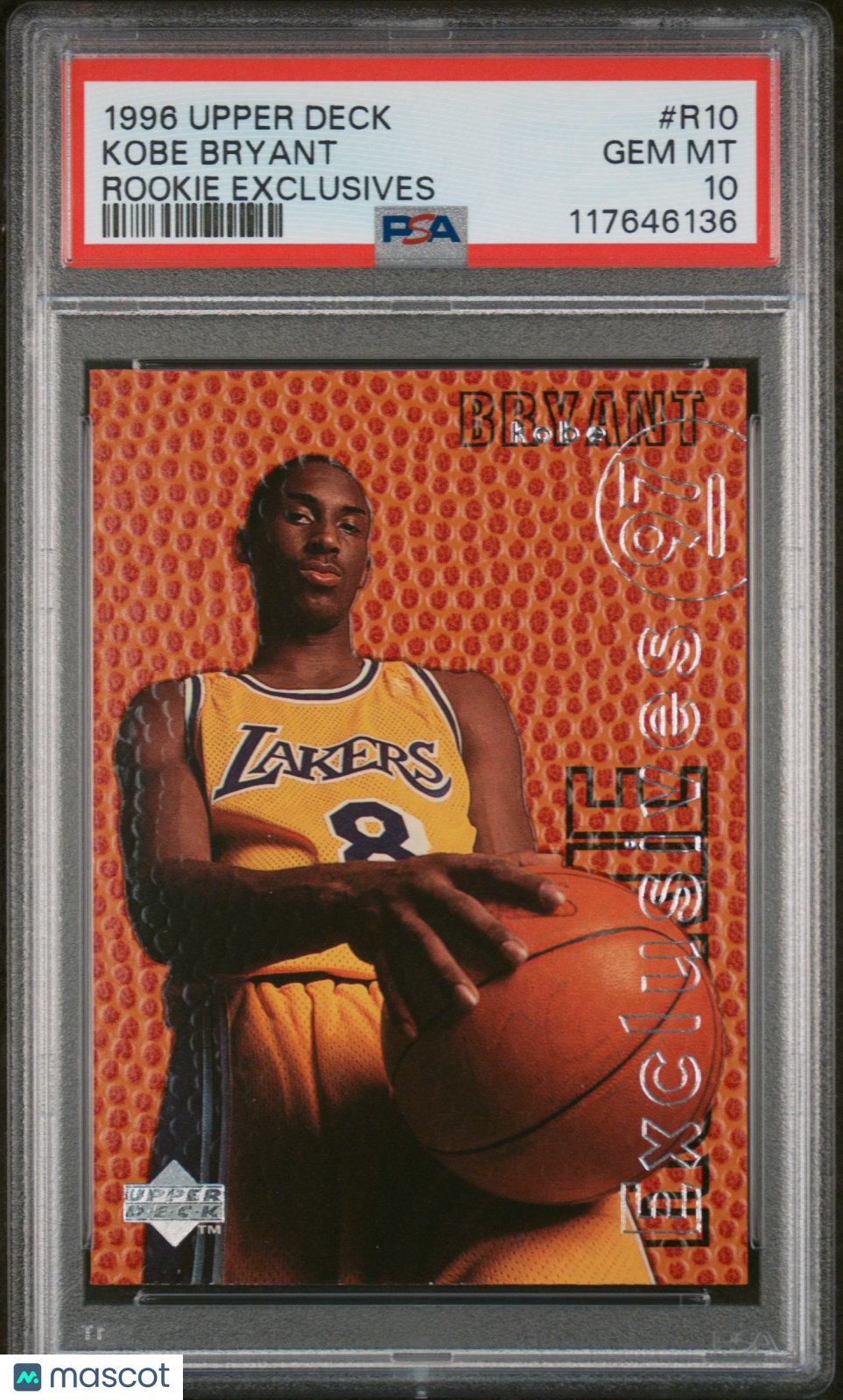 1996 Upper Deck Rookie Exclusives Kobe Bryant #R10 PSA 10 GEM Los Angeles Lakers - Graded Sports Cards