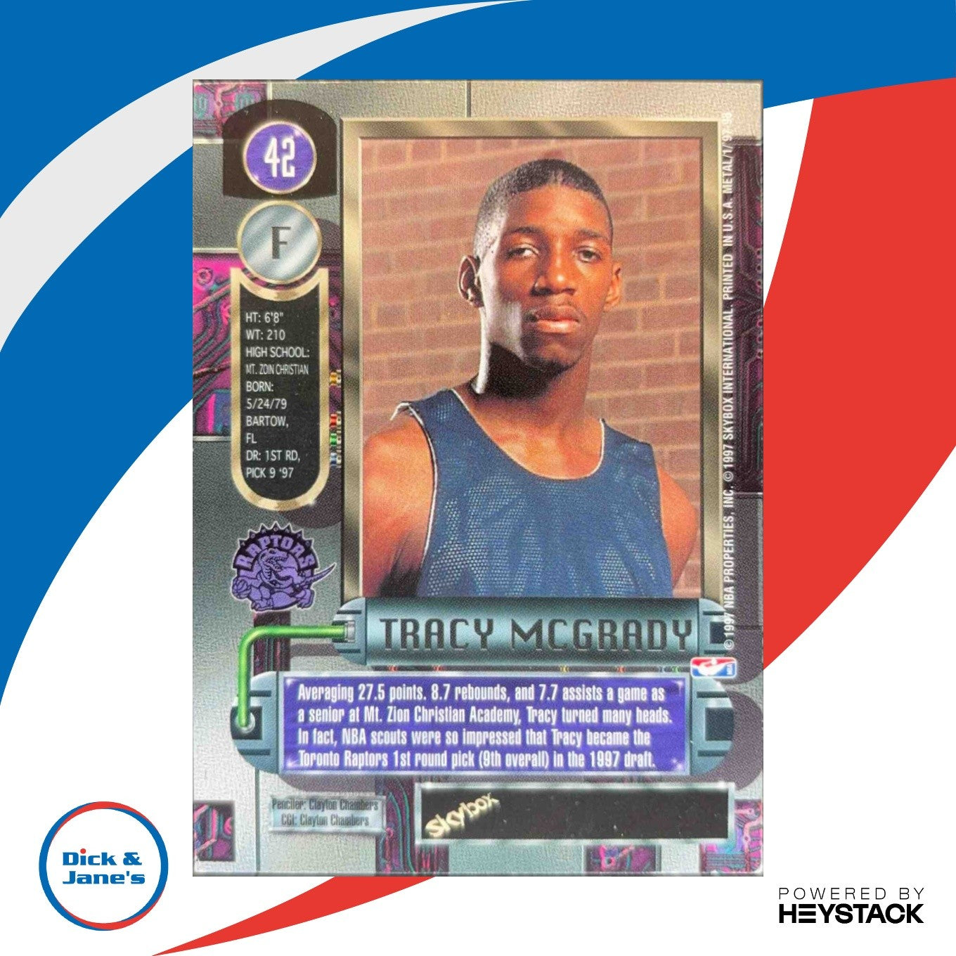 1997-98 Skybox Metal Universe Tracy McGrady #42 RC Toronto Raptors - Sports Cards