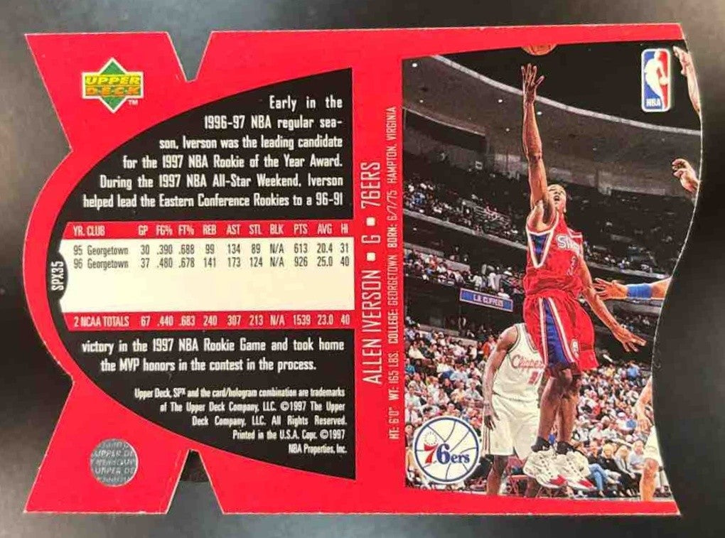1997-98 SPx Allen Iverson Gold #SPX35 Philadelphia 76ers - Sports Cards