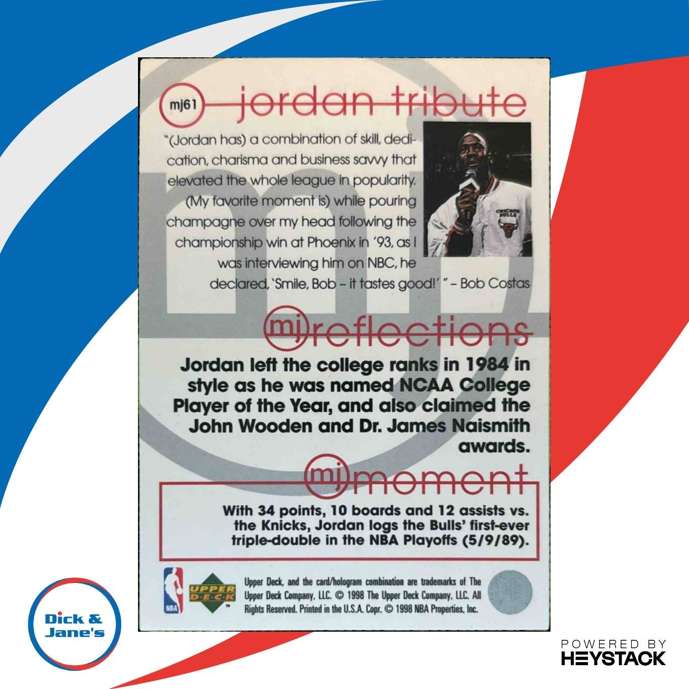 1997-98 Upper Deck Michael Jordan Tribute #MJ61 Chicago Bulls - Sports Cards