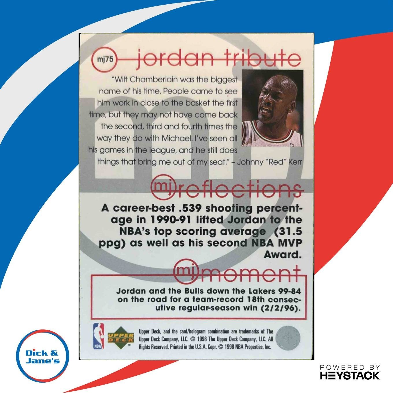 1997-98 Upper Deck Michael Jordan Tribute #MJ75 Chicago Bulls - Sports Cards