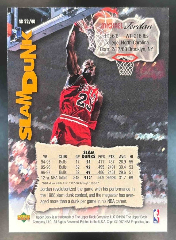 1997-98 Upper Deck Nestle Slam Dunk Michael Jordan #SD22 Chicago Bulls - Sports Cards
