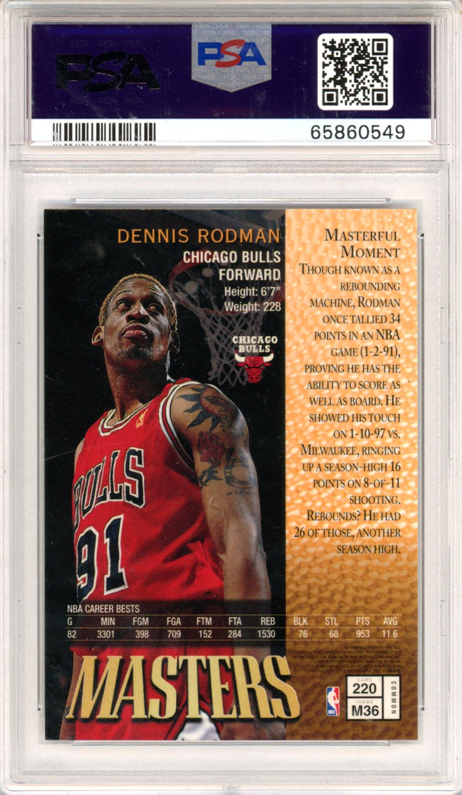 1997 Finest Dennis Rodman #220 PSA - Graded Sports Cards