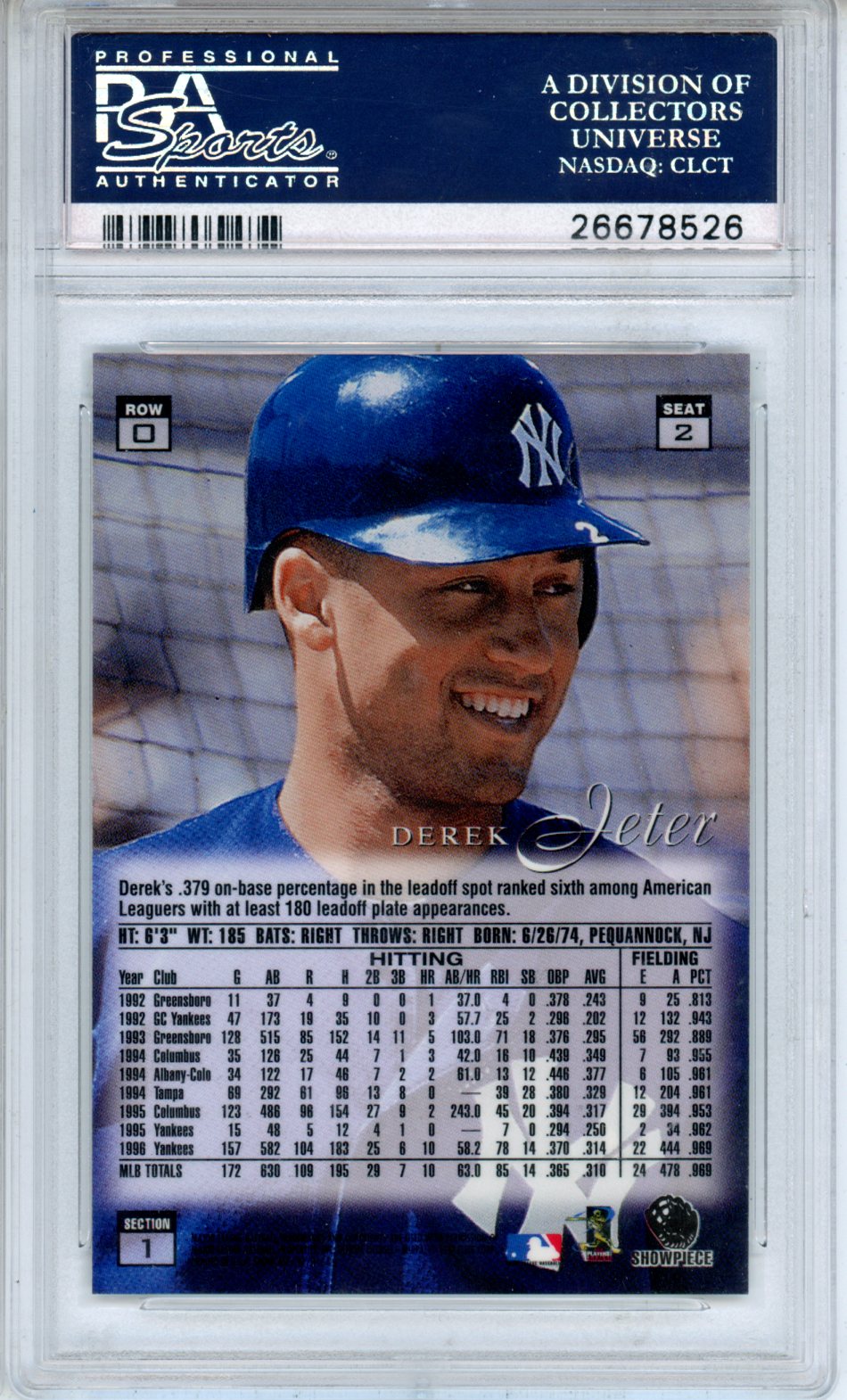 1997 Flair Showcase Derek Jeter Row #2 PSA 10 GEM MINT New York Yankees - Graded Sports Cards