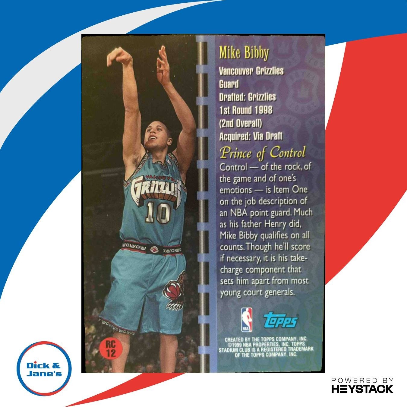 1998-99 Topps Stadium Club Mike Bibby Royal Court #RC12 RC Vancouver Grizzlies - Sports Cards