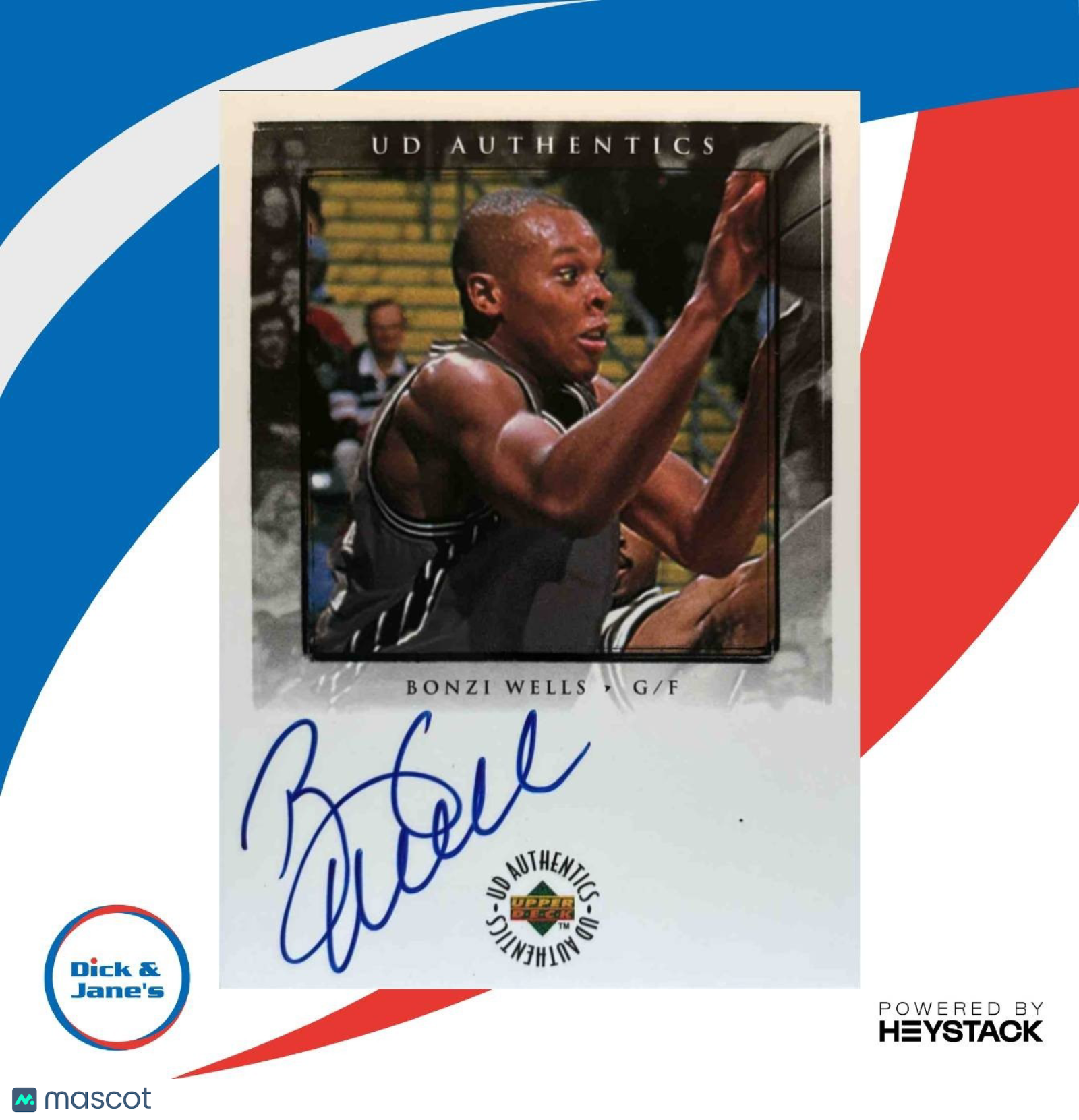 1998-99 Upper Deck Black Diamond Bonzi Wells UD Authentics RC Auto Trail Blazers - Sports Cards