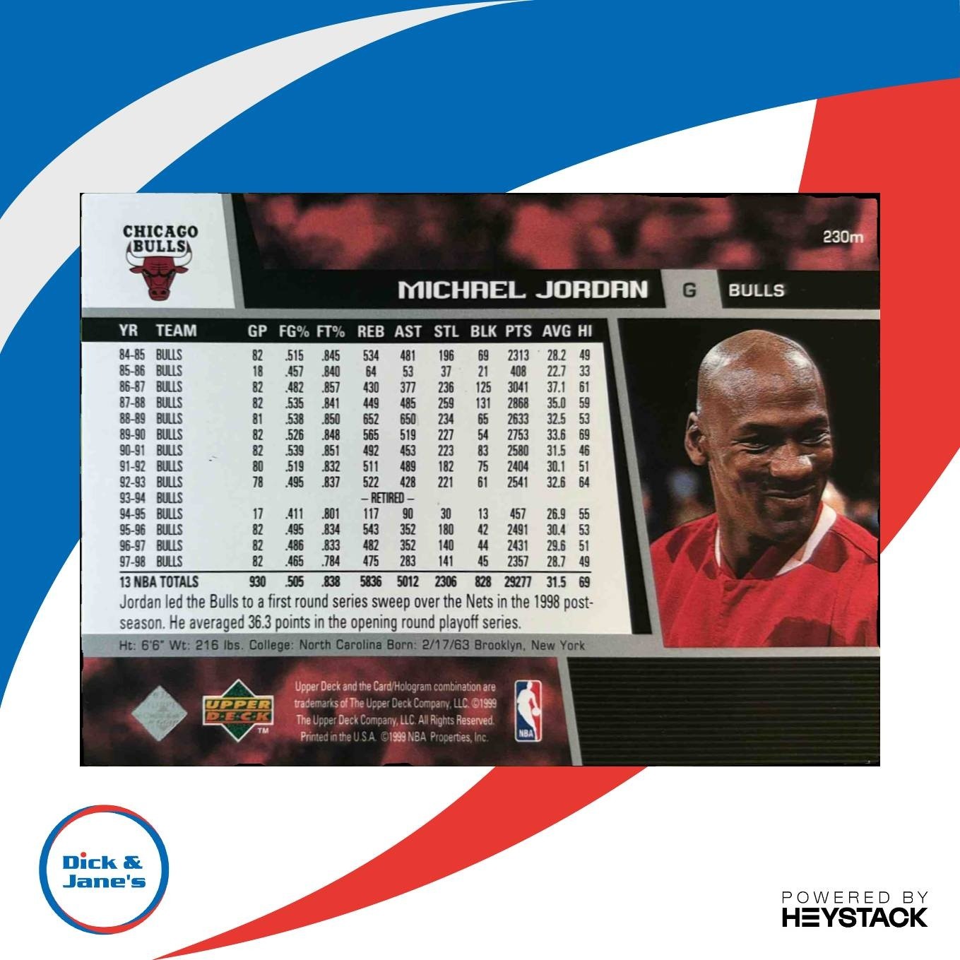 1998-99 Upper Deck Michael Jordan #230m Chicago Bulls - Sports Cards