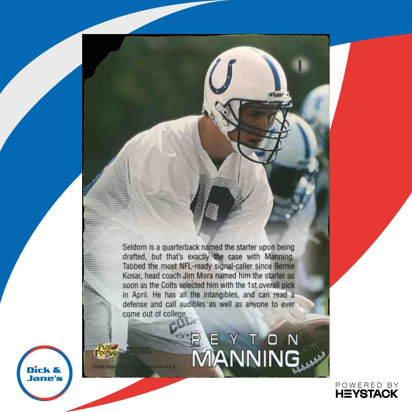 1998 Playoff Absolute Retail Peyton Manning Draft Picks Silver Die Cut #1 Colts - Sports Cards