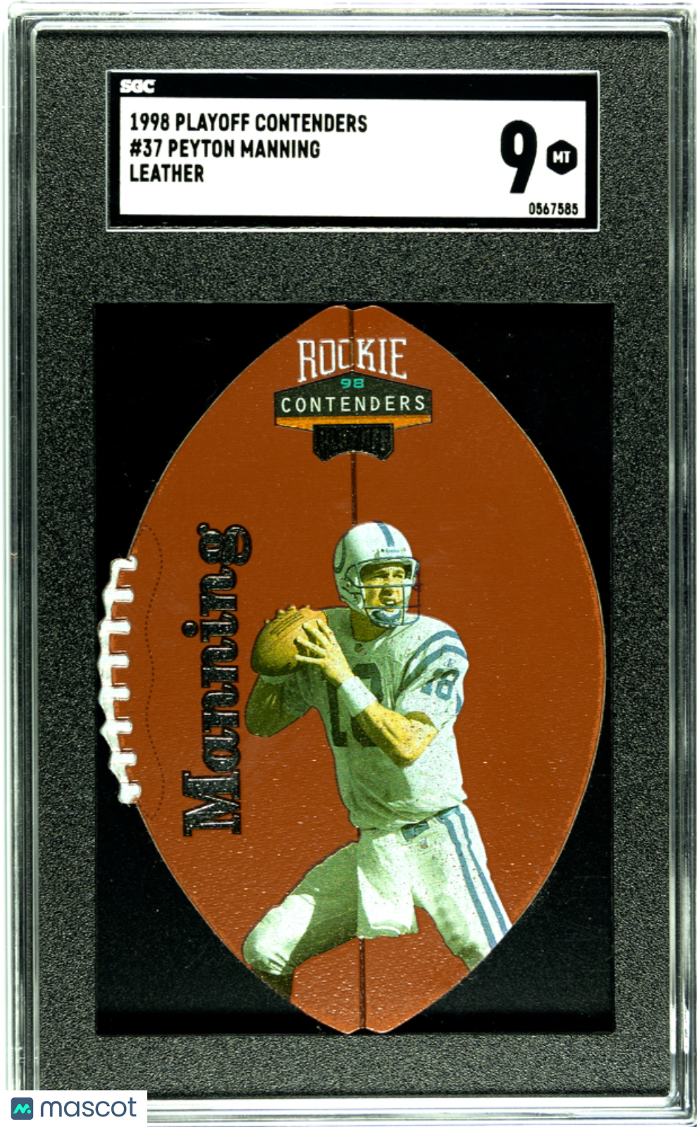 1998 Playoff Contenders Peyton Manning Leather Rookie #37 SGC 9 - Graded Sports Cards