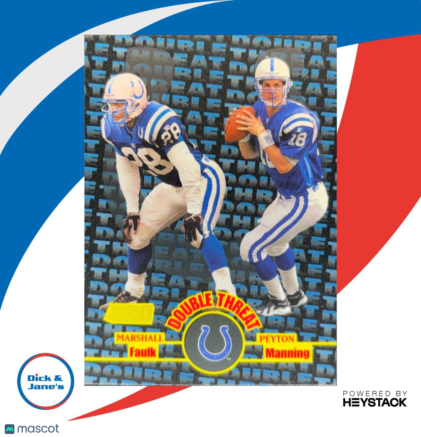 1998 Topps Stadium Club Marshall Faulk / Peyton Manning Double Threat #DT1 Colts - Sports Cards