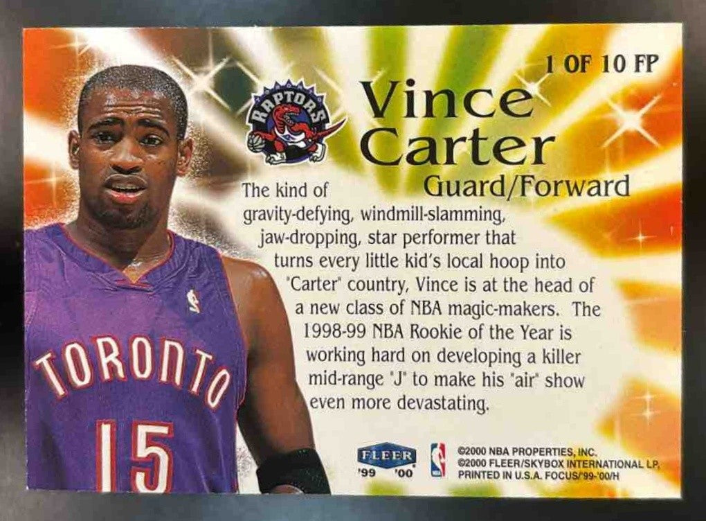 1999-00 Fleer Focus Vince Carter Pocus #1 FP Toronto Raptors - Sports Cards