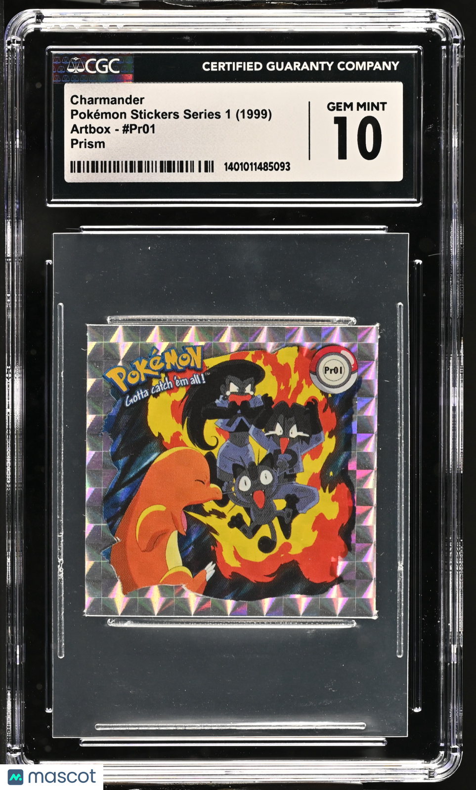 1999 Artbox Pokémon Stickers Series 1 Charmander #Pr01 Prism CGC 10 - Graded Sports Cards