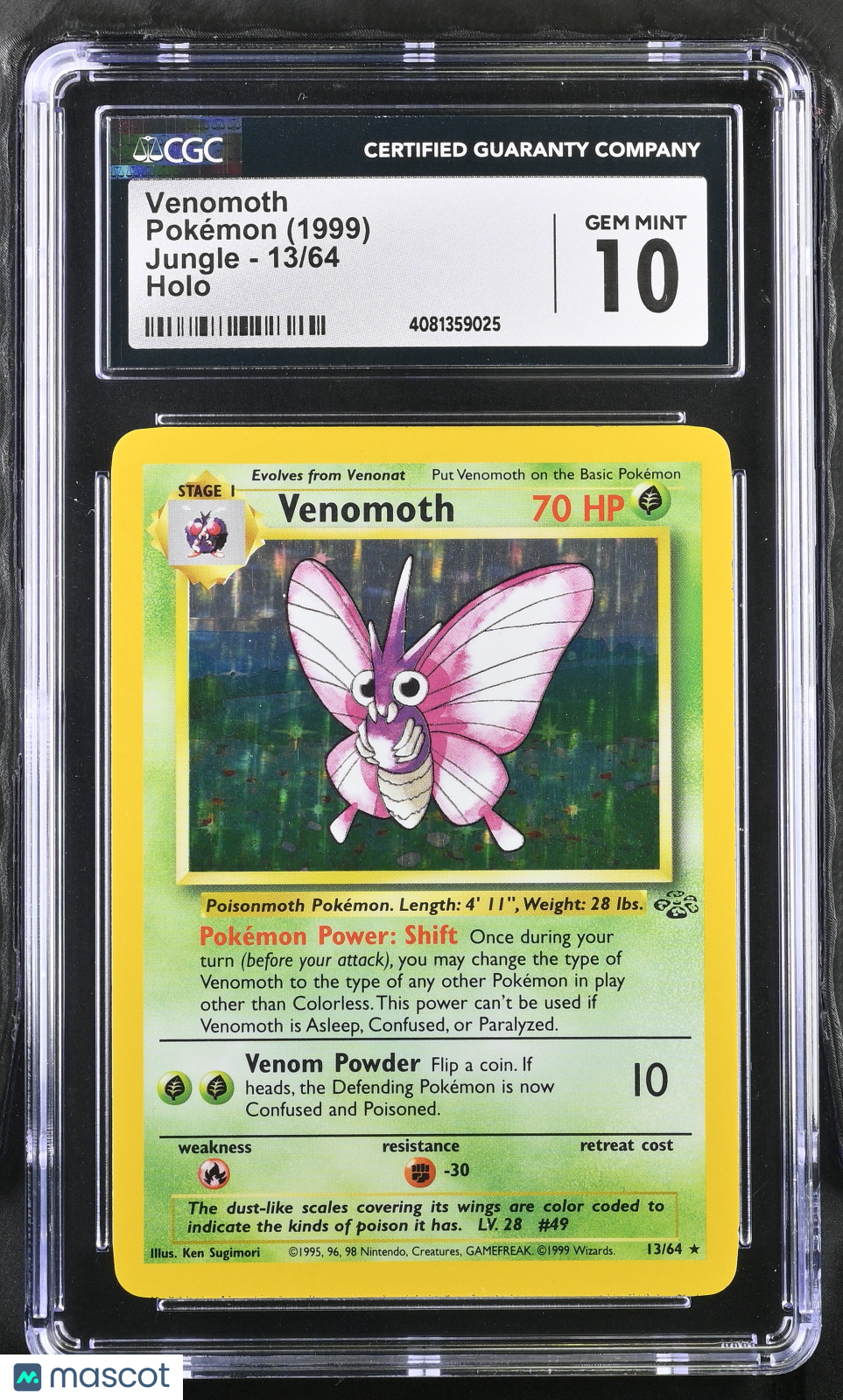 1999 Jungle - Unlimited Pokémon TCG Venomoth #13/64 CGC 10 - Graded TCG/CCG