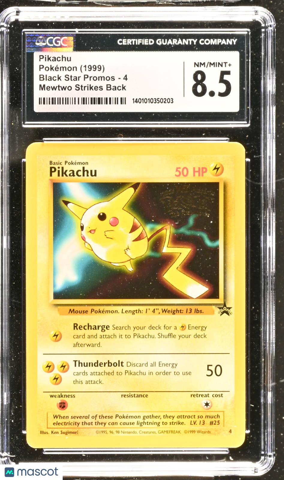 1999 Pokemon Black Star Promos Pikachu #4 Mewtwo Strikes Back CGC 8.5 - Graded TCG/CCG