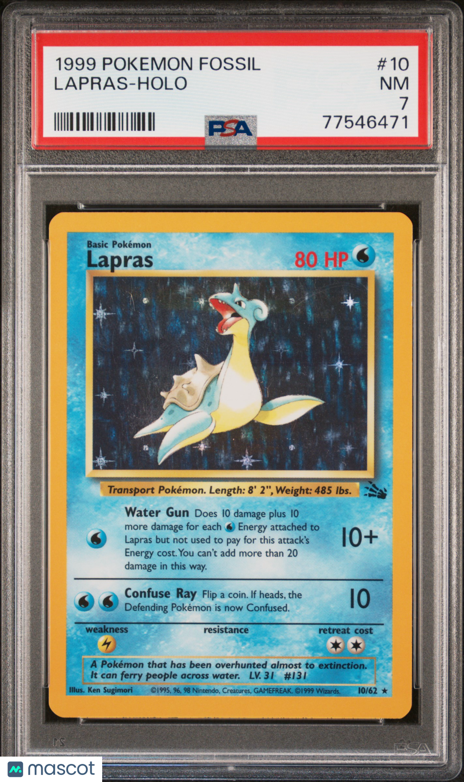 1999 Pokemon Fossil Lapras #10 Holo PSA 7 NEAR MINT - Graded TCG/CCG