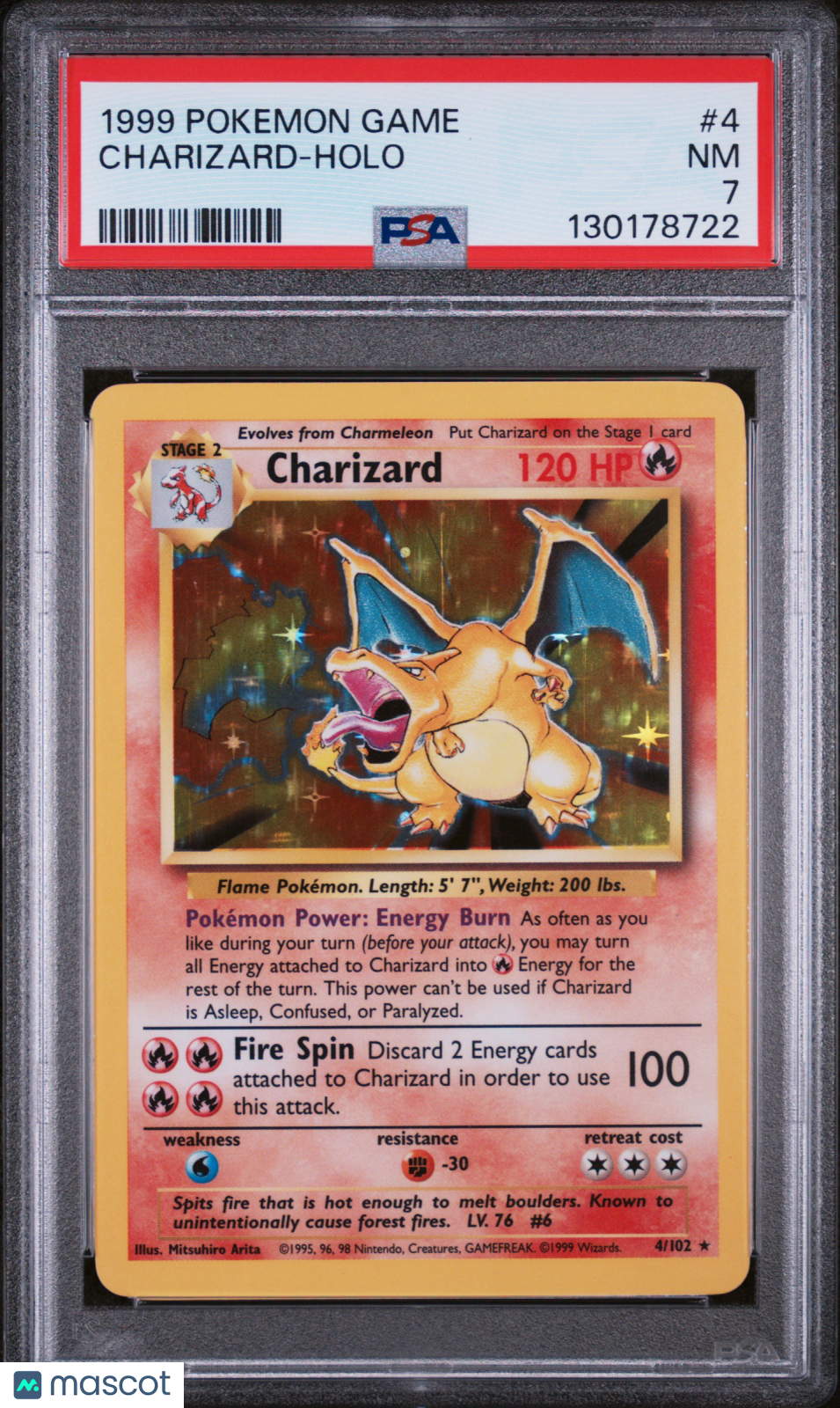 1999 Pokemon Game Charizard #4 BASE SET PSA 7 HOLO - Graded TCG/CCG