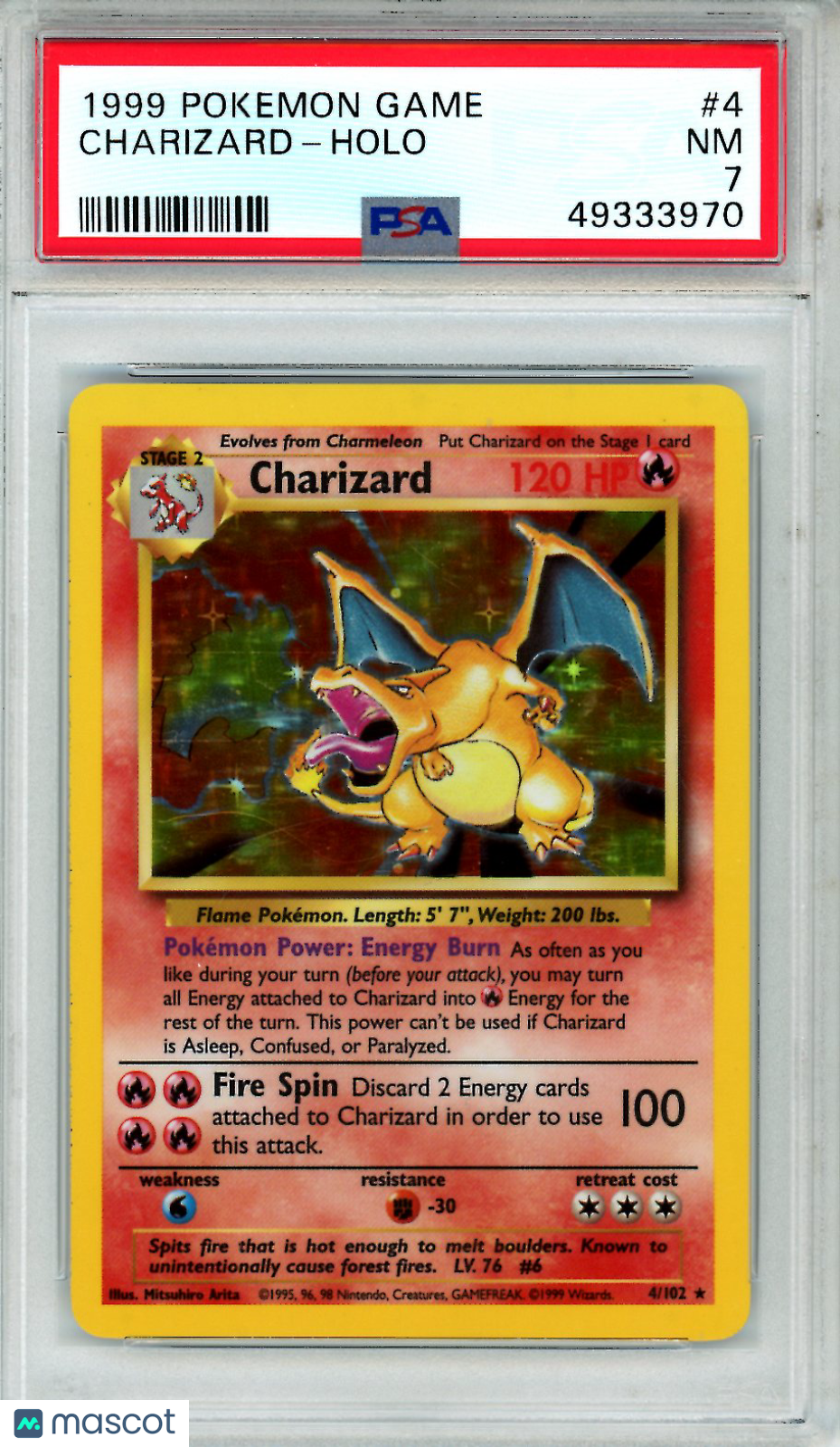 1999 Pokemon Game Charizard #4 Holo PSA 7 NEAR MINT - Graded TCG/CCG