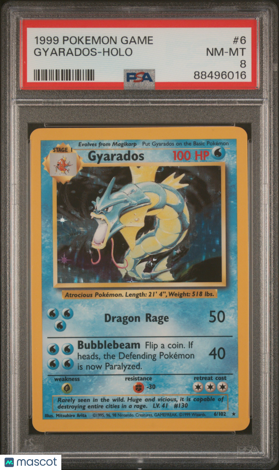 1999 Pokemon Game Gyarados #6 PSA 8 - Graded TCG/CCG