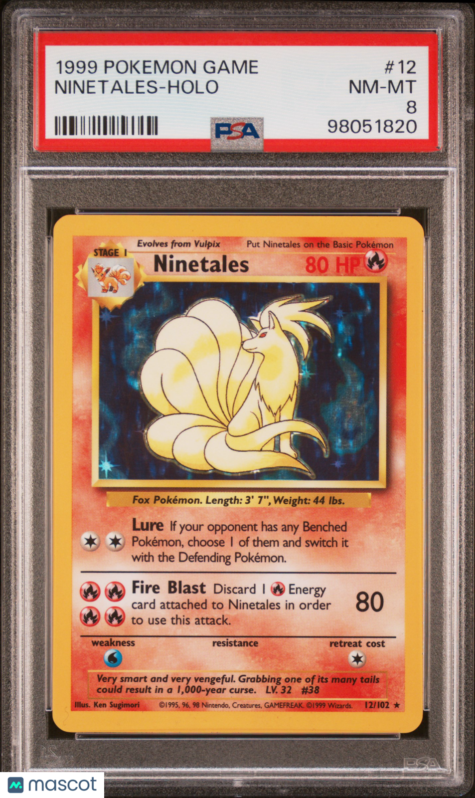 1999 Pokemon Game Ninetales #12 Holo PSA 8 - Graded TCG/CCG