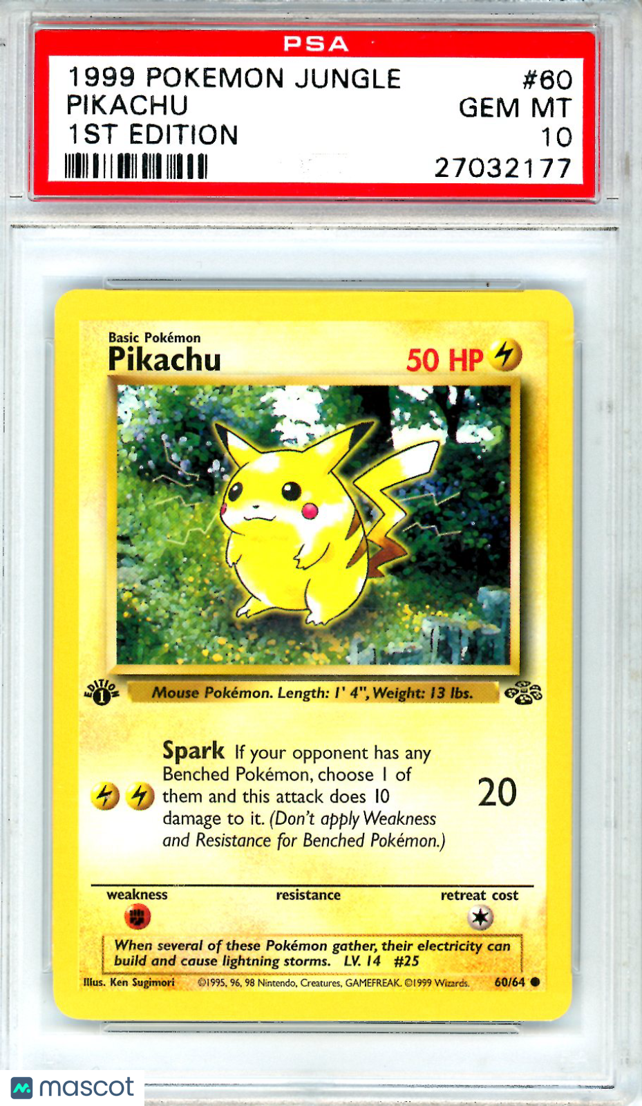 1999 Pokemon Jungle Pikachu #60 1st Edition PSA 10 GEM MINT - Graded TCG/CCG