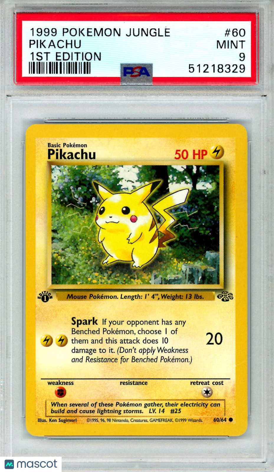 1999 Pokemon Jungle Pikachu #60 1st Edition PSA 9 MINT - Graded TCG/CCG