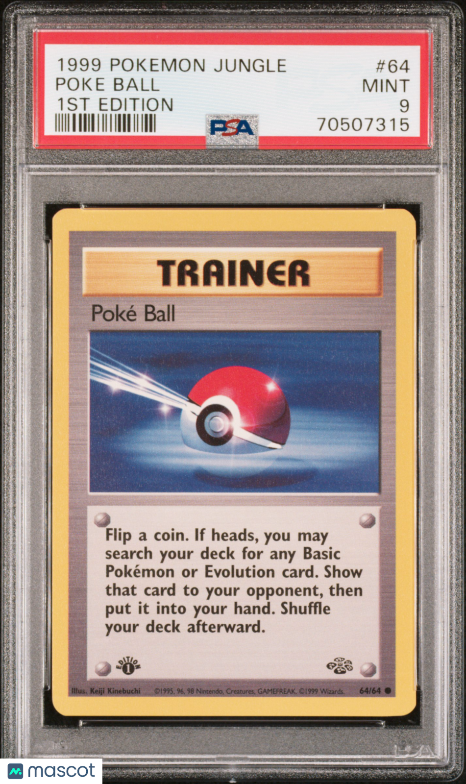 1999 Pokemon Jungle Poke Ball #64 1ST Edition PSA 9 - Graded TCG/CCG