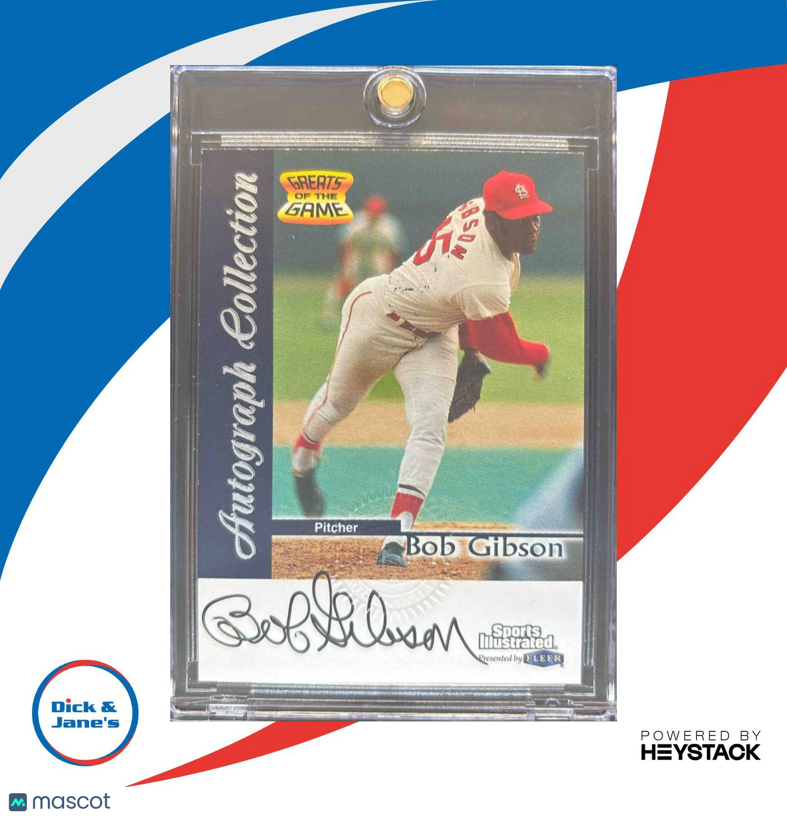 1999 Sports Illustrated Greats of the Game Bob Gibson Auto St. Louis Cardinals - Sports Cards