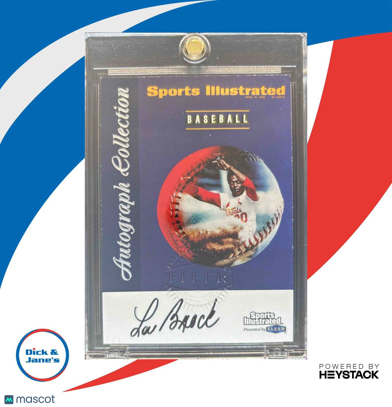 1999 Sports Illustrated Greats of the Game Lou Brock Auto St. Louis Cardinals - Sports Cards