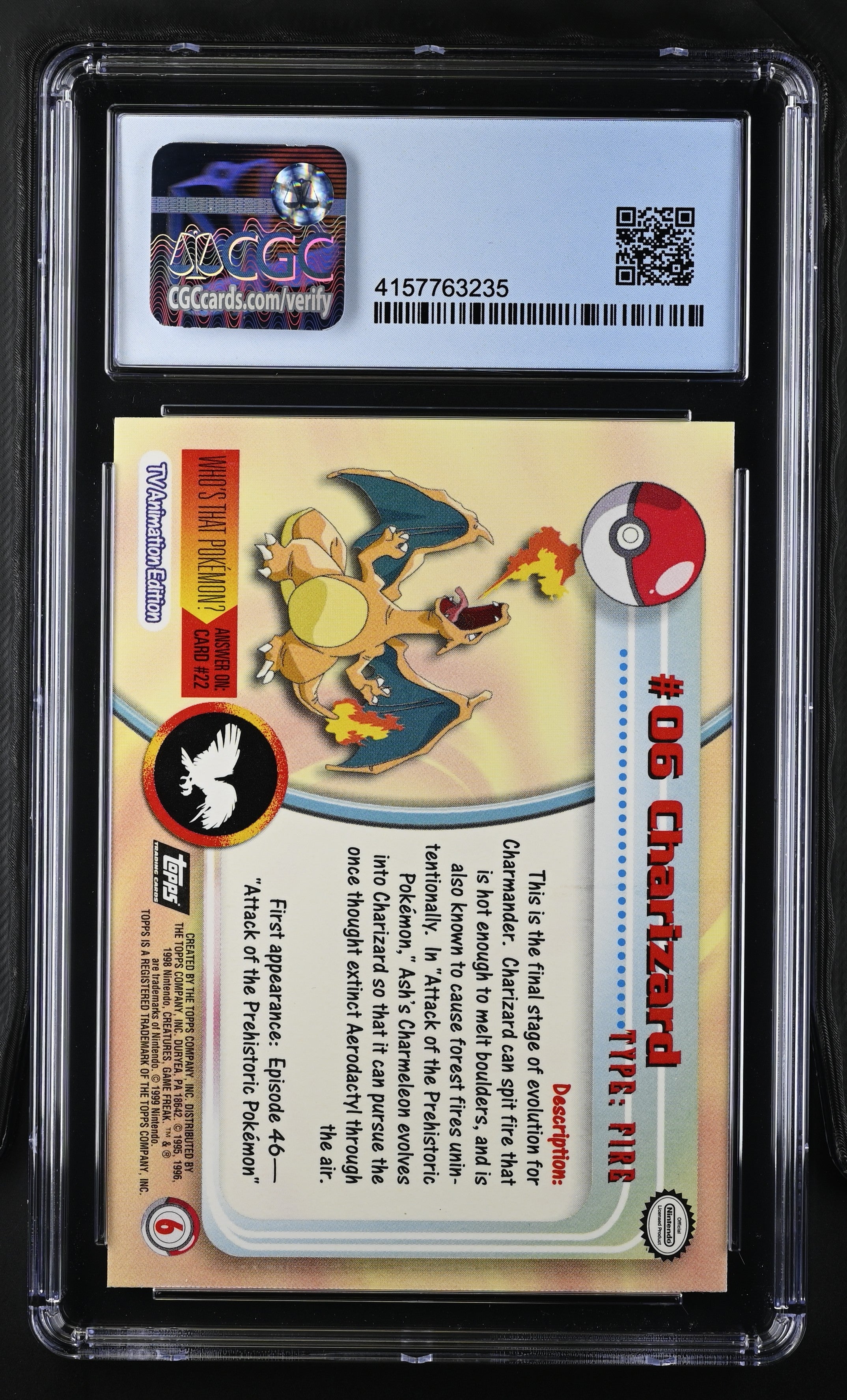 1999 Topps Series 1 Charizard #6 Second Print Silver Foil CGC 9.5 - Graded Sports Cards