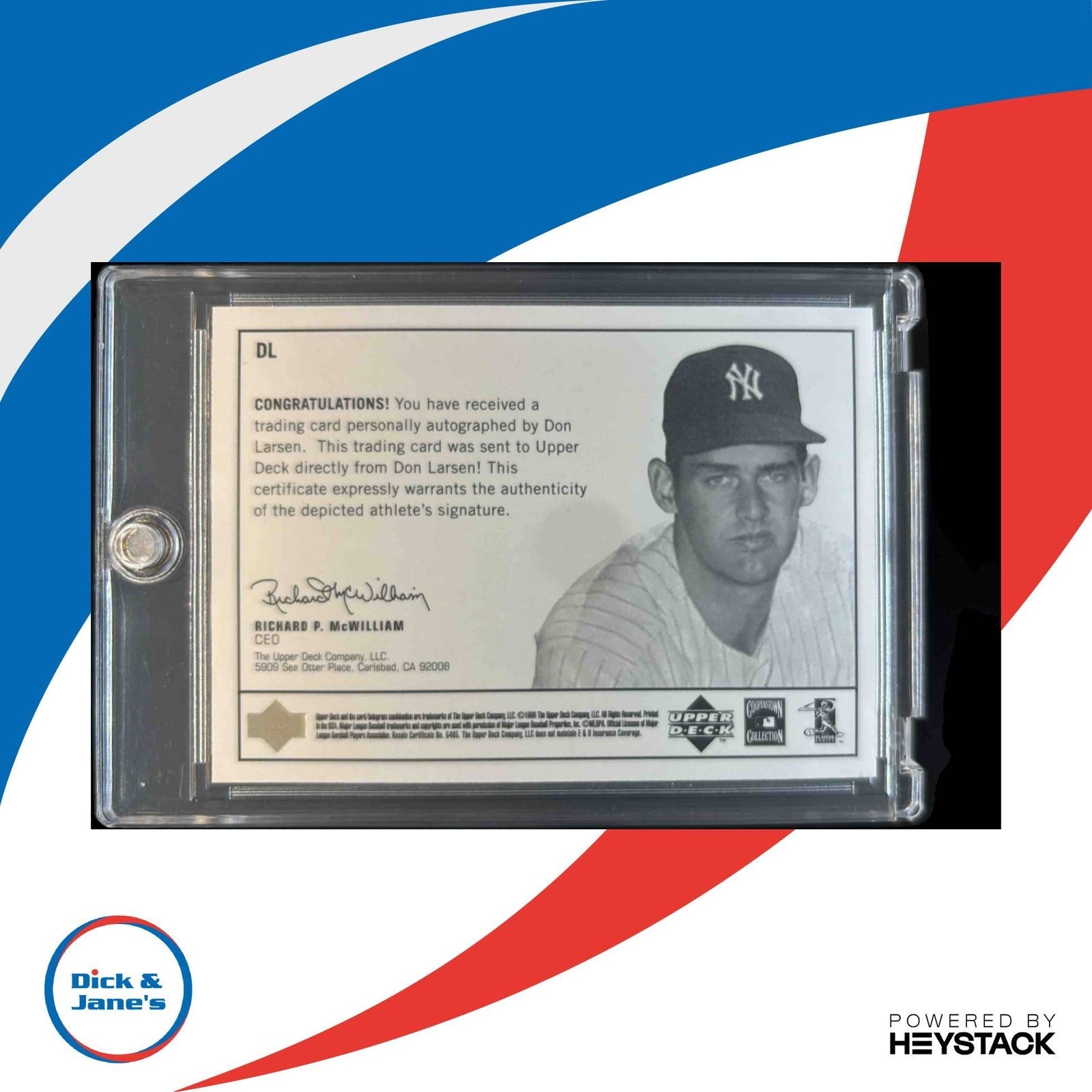 1999 Upper Deck Century Legends Don Larsen Epic Signatures #DL Auto Yankees - Sports Cards