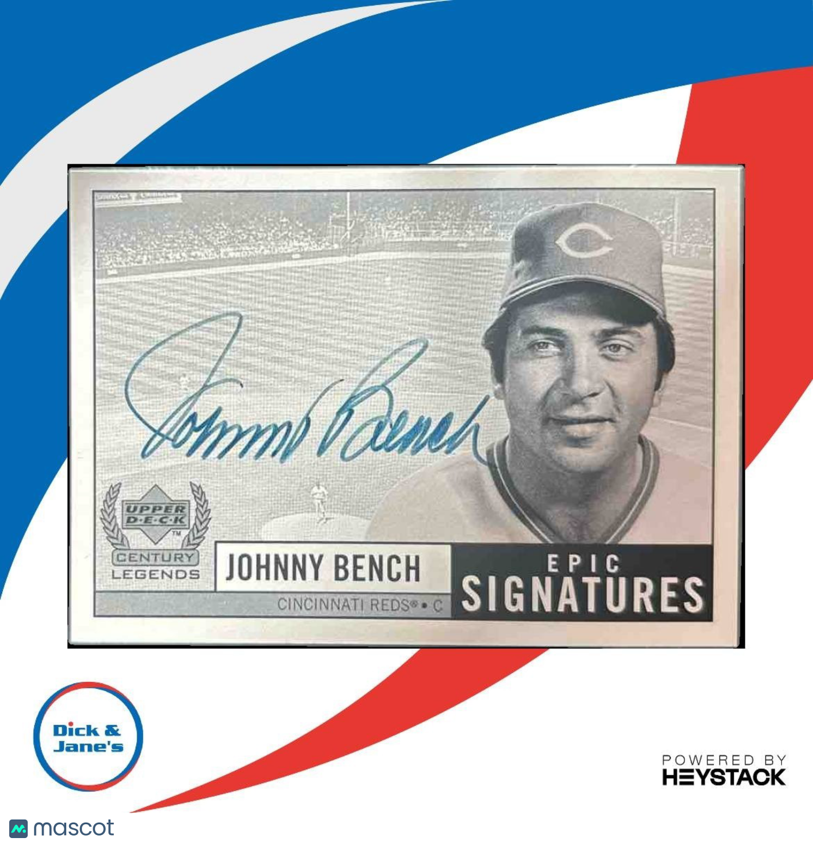 1999 Upper Deck Century Legends Johnny Bench Epic Signature Auto Cincinnati Reds - Sports Cards