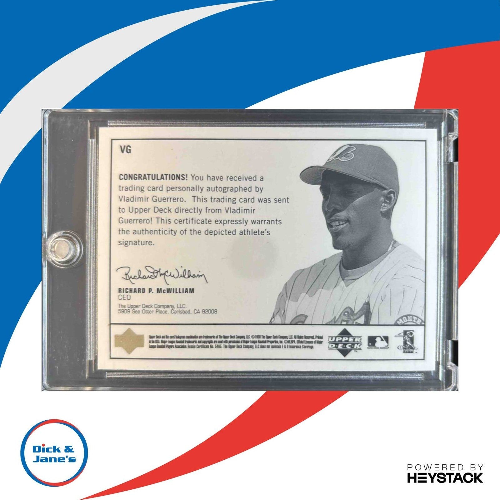 1999 Upper Deck Century Legends Vladimir Guerrero Epic Signatures #VG Auto Expos - Sports Cards