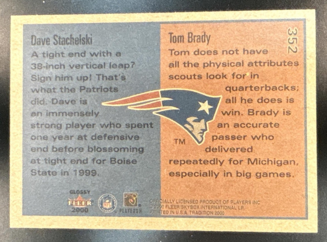 2000 Fleer Tradition Glossy Tom Brady Dave Stachelski #352 New England Patriots - Sports Cards