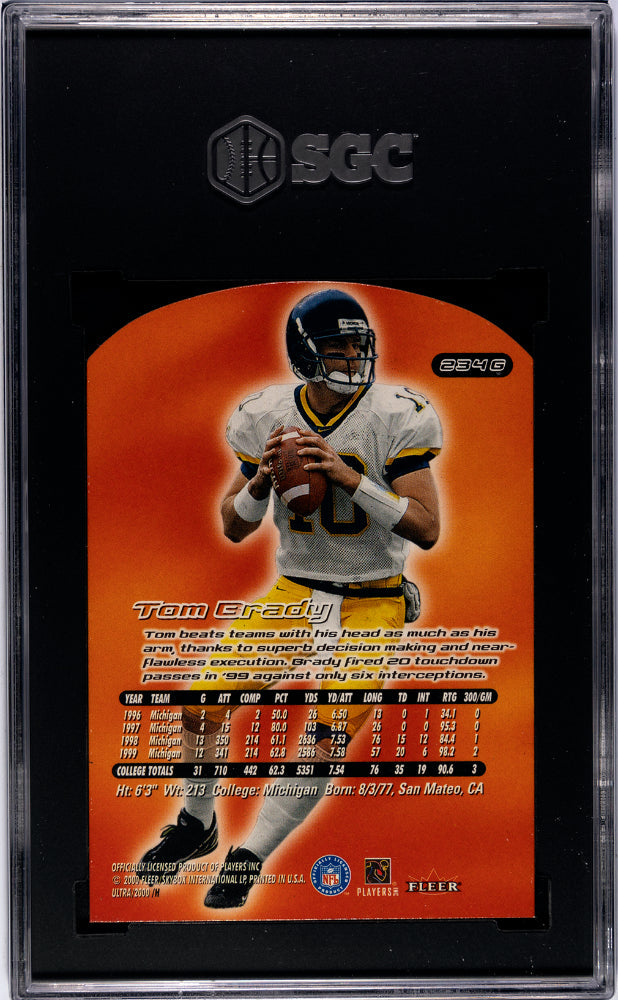 2000 Fleer Ultra Tom Brady Gold Medallion #234G SGC 8.5 - Graded Sports Cards
