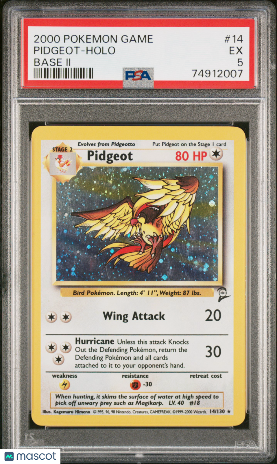 2000 Pokemon Game Base II Pidgeot #14 Base II PSA 5 - Graded TCG/CCG