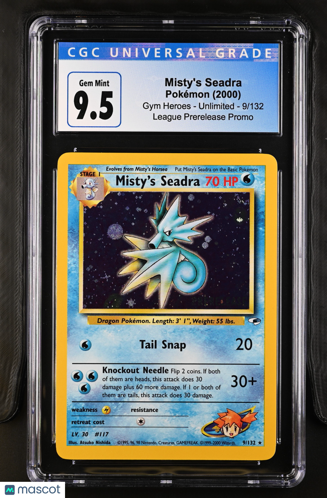 2000 Pokémon Gym Heroes Misty’s Seadra #9/132 CGC 9.5 Prerelease Promo - Graded TCG/CCG