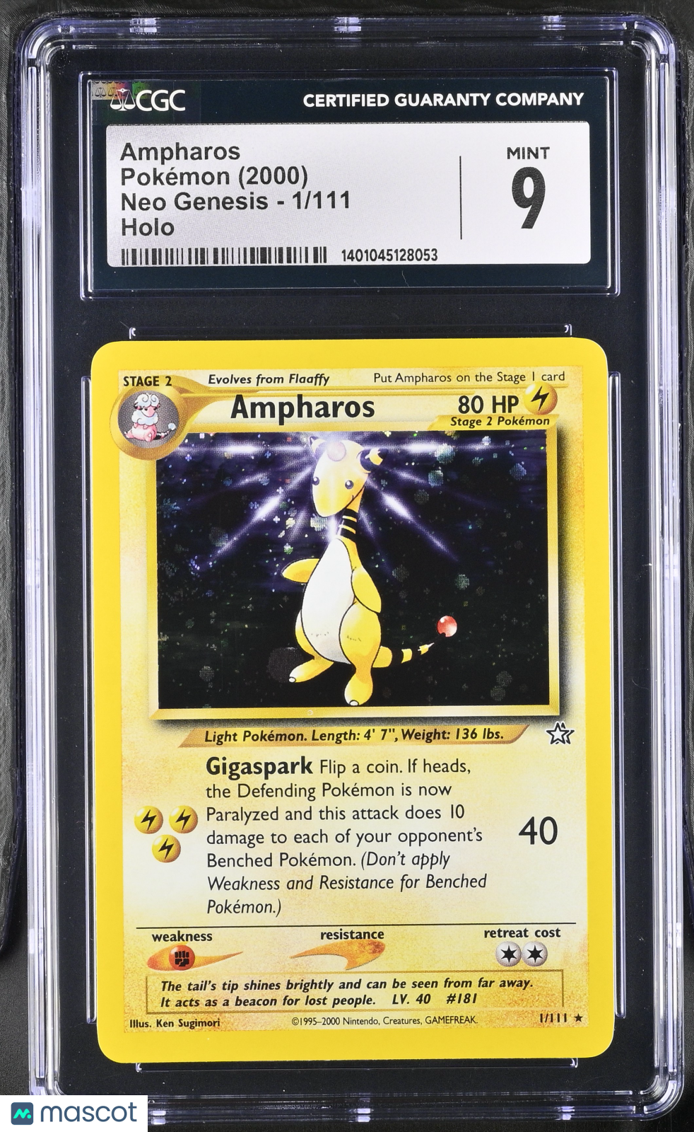 2000 Pokémon Neo Genesis Ampharos #1/111 English CGC 9 - Graded TCG/CCG