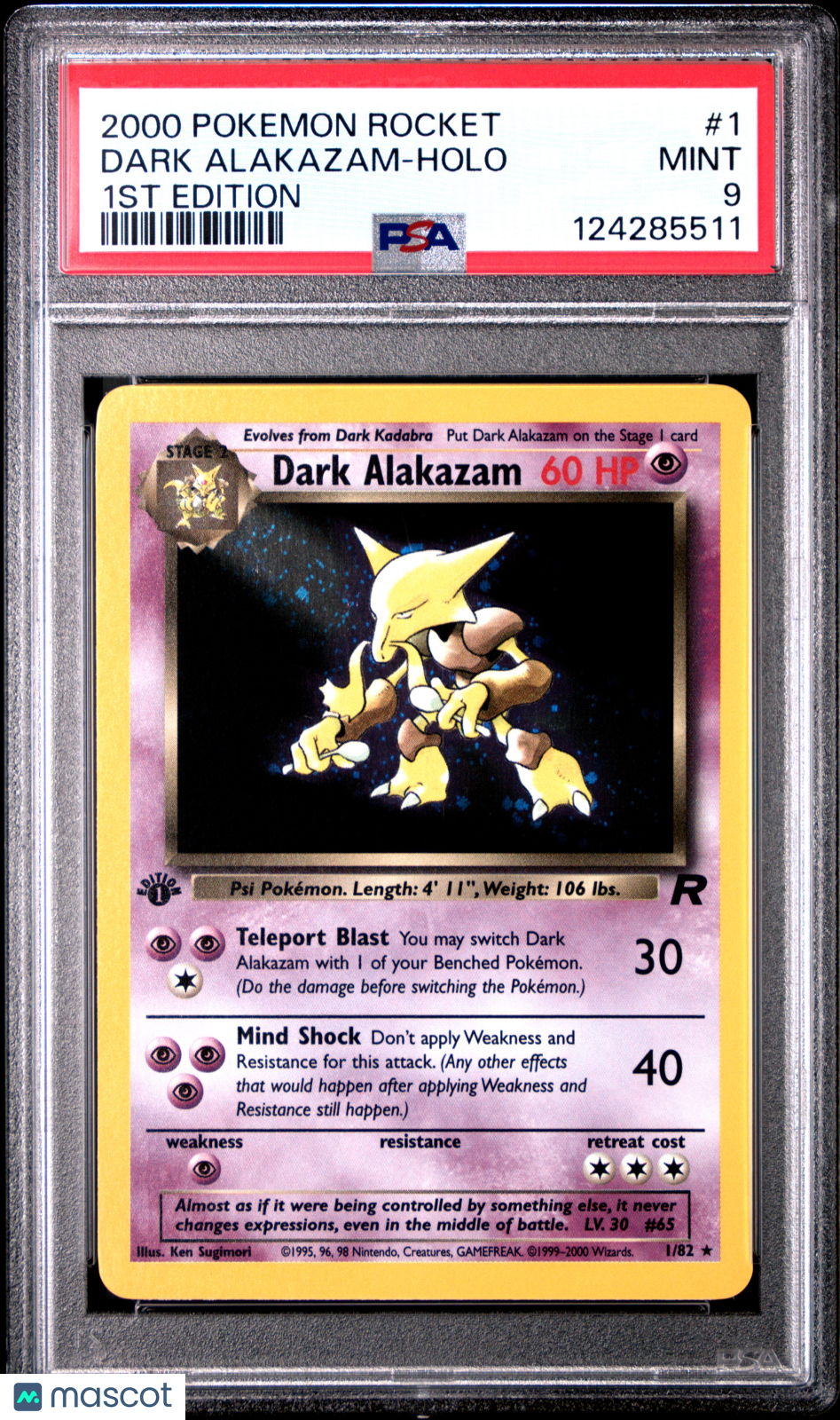 2000 Pokemon Rocket Dark Alakazam #1 1ST Edition PSA 9 MINT HOLO - Graded TCG/CCG