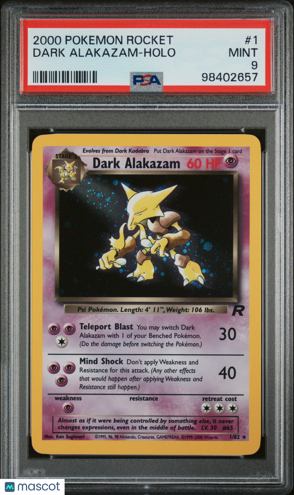 2000 Pokemon Rocket Dark Alakazam #1 PSA 9 - Graded TCG/CCG