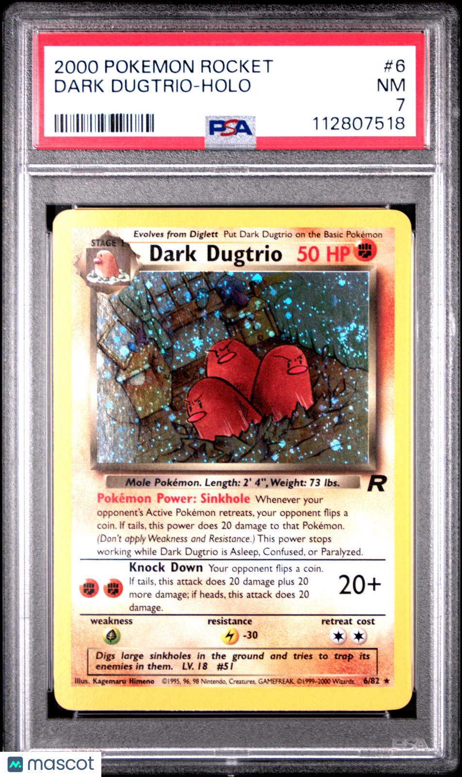 2000 Pokemon Rocket Dark Dugtrio #6 PSA 7 HOLO - Graded TCG/CCG