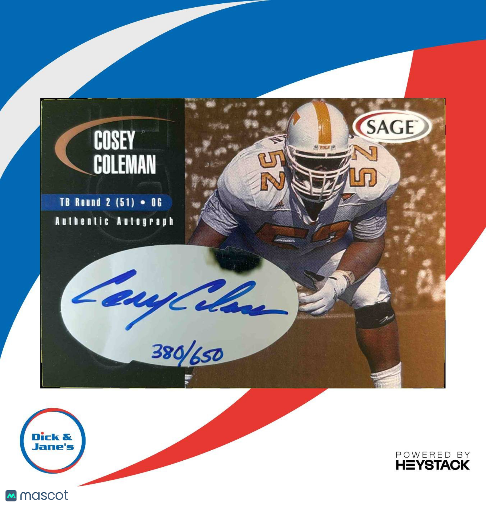 2000 SAGE Cosey Coleman Auto Bronze /650 #A9 - Sports Cards