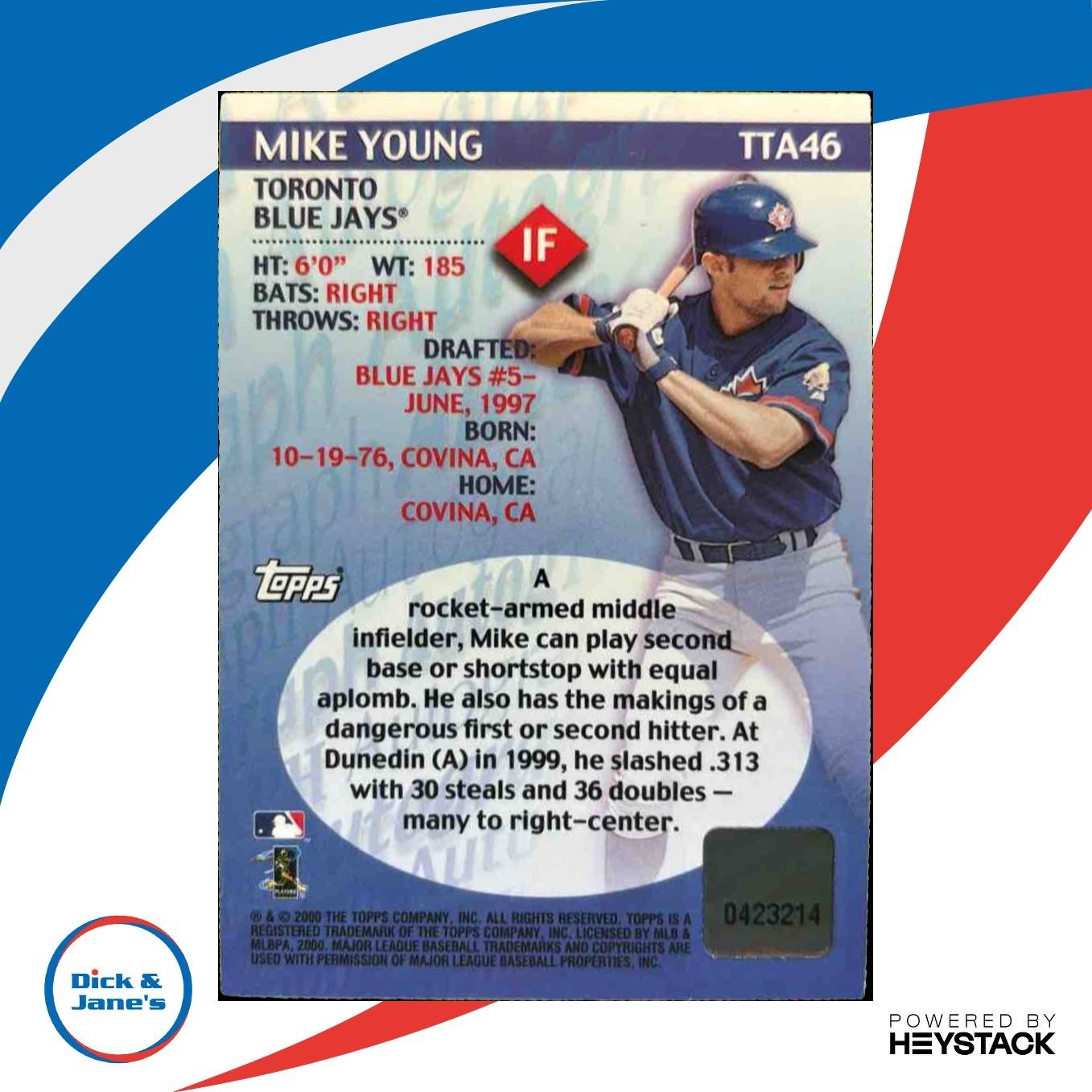 2000 Topps Traded & Rookies Mike Young Auto #TTA46 RC Toronto Blue Jays - Sports Cards