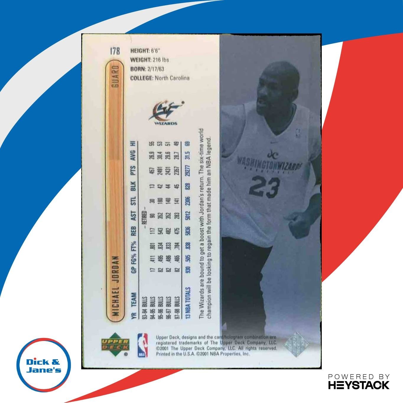 2001-02 Upper Deck Michael Jordan #178 Washington Wizards - Sports Cards
