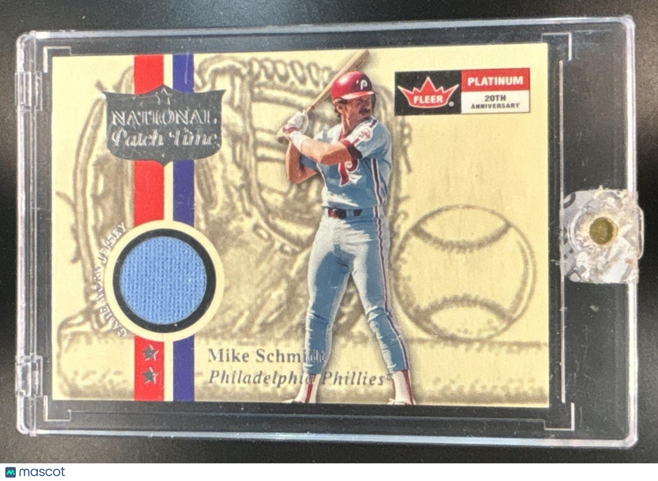 2001 Fleer Platinum 20th National Patch Time Game Used Jersey Mike Schmidt MEM - Sports Cards
